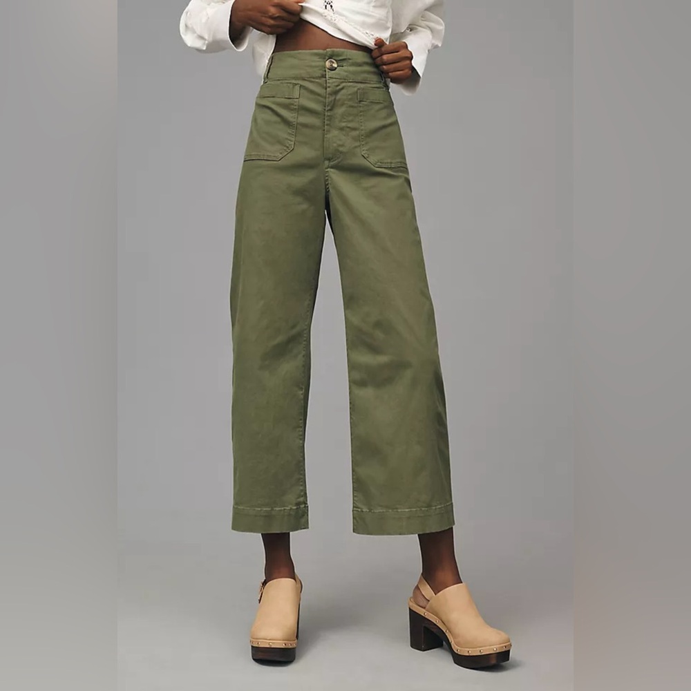 Mauve by Anthropology- Olive Green Cropped Pants